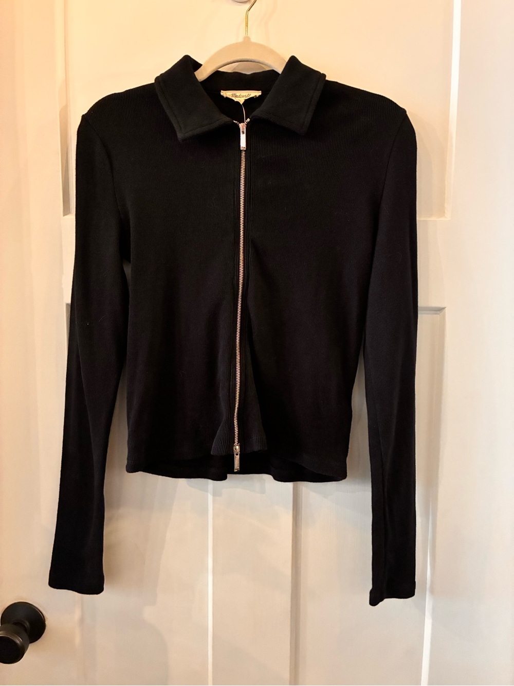 Madewell Black Knit Top with Double Zipper